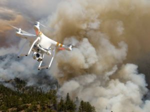 Drone operating around bushfires