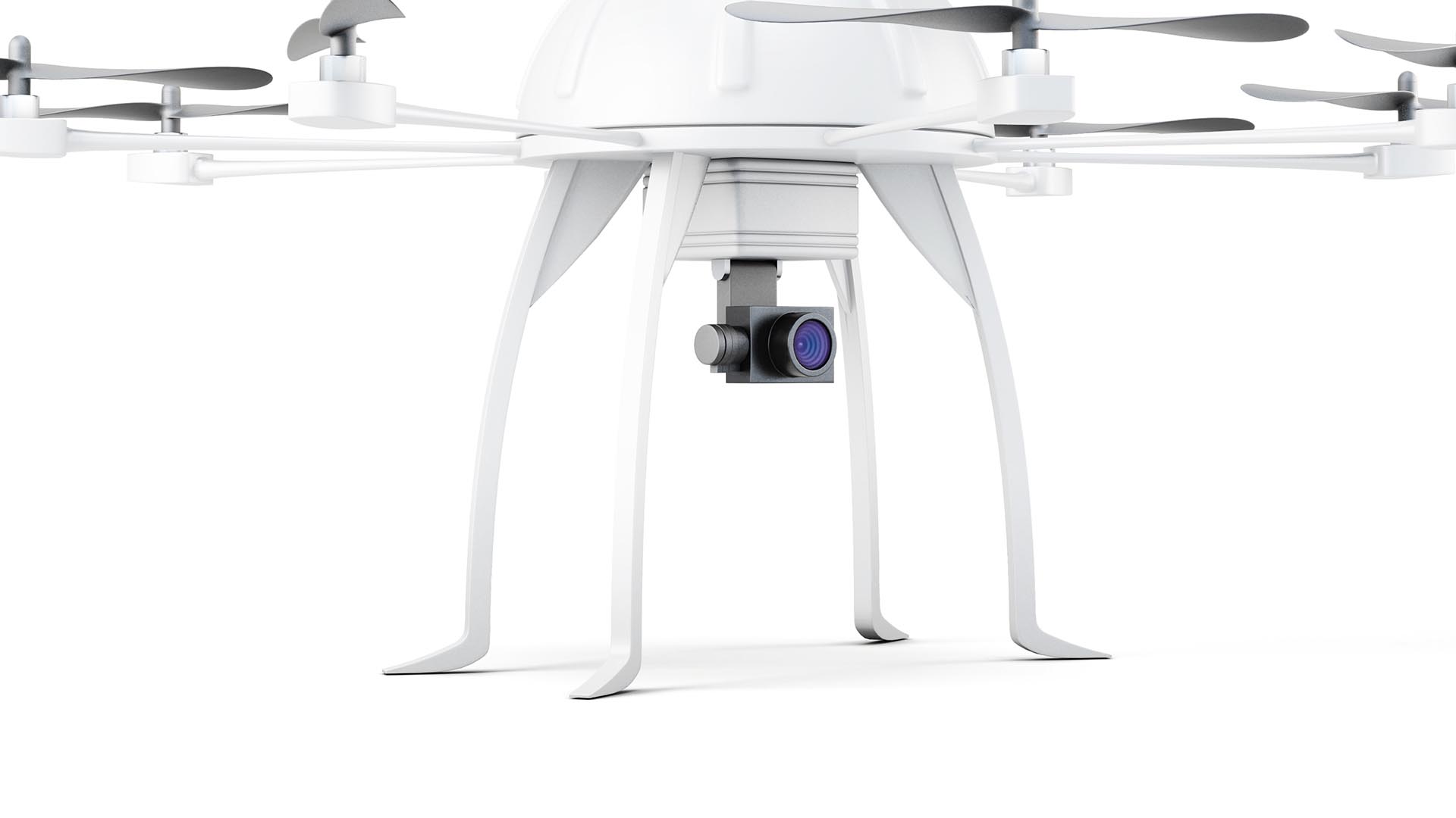 White drone withe camera